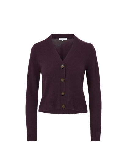 Veronica Beard | Solene Cashmere Cardigan in Dark Purple Dark Eggplant