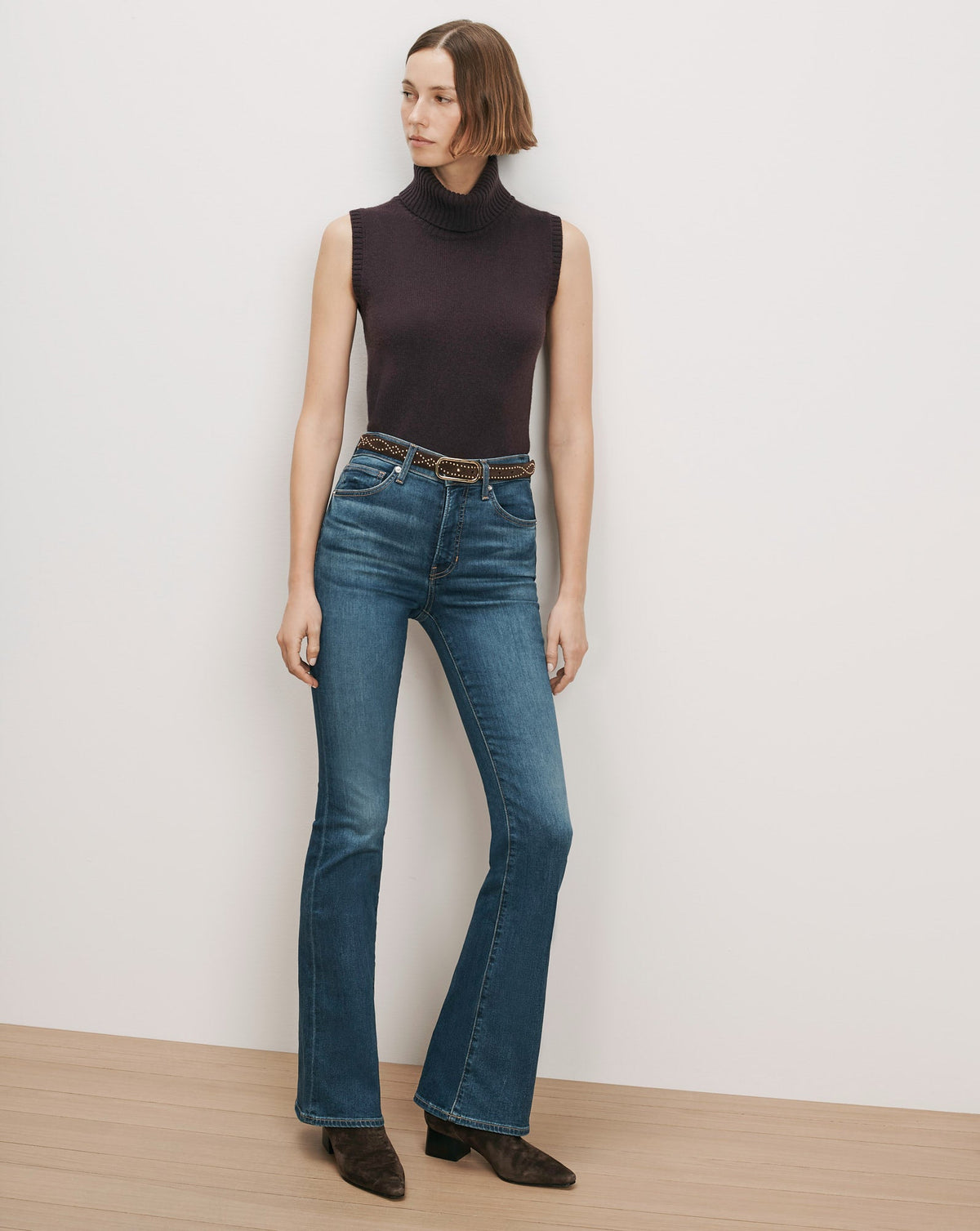 Veronica Beard | Mazzy Cashmere Sleeveless Sweater in Dark Purple Dark Eggplant