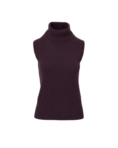 Veronica Beard | Mazzy Cashmere Sleeveless Sweater in Dark Purple Dark Eggplant