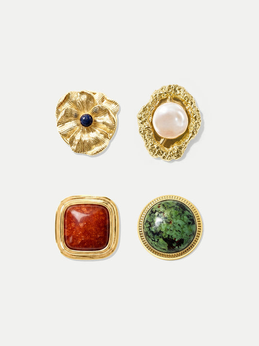 Veronica Beard | Statement Jacket Button Covers in Gold/Pearl Gold/Pearl