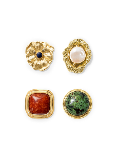 Veronica Beard | Statement Jacket Button Covers in Gold/Pearl Gold/Pearl