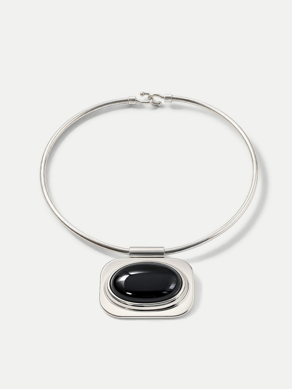 Veronica Beard | Onyx Cabochon Collar Necklace in Silver/Black Silver/Black