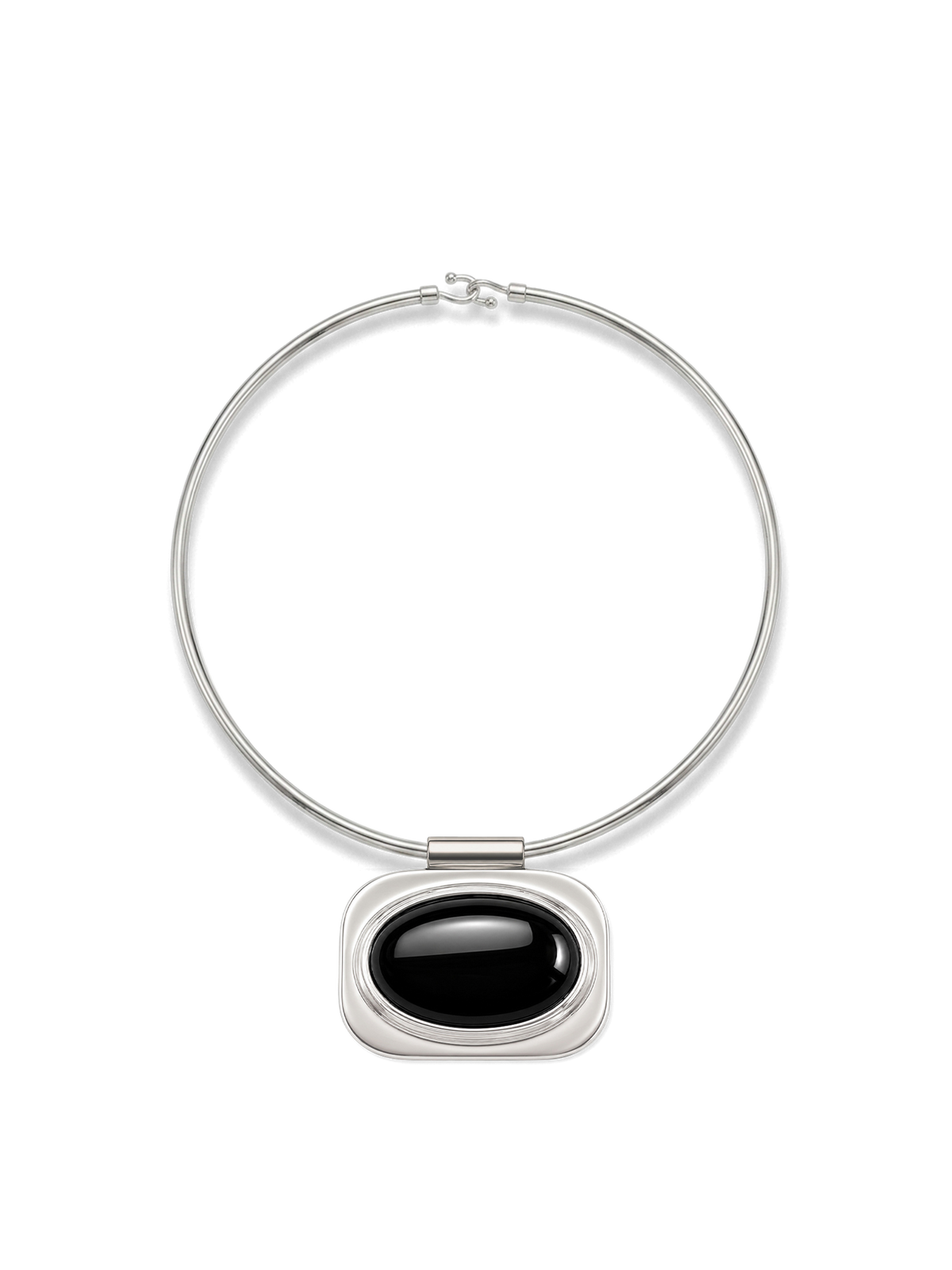 Veronica Beard | Onyx Cabochon Collar Necklace in Silver/Black Silver/Black