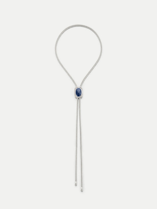 Veronica Beard | Lapis Cabochon Bolo in Silver/Navy Silver/Navy