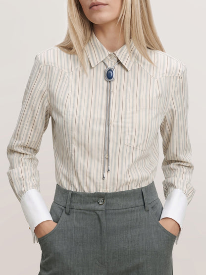 Veronica Beard | Lapis Cabochon Bolo in Silver/Navy Silver/Navy