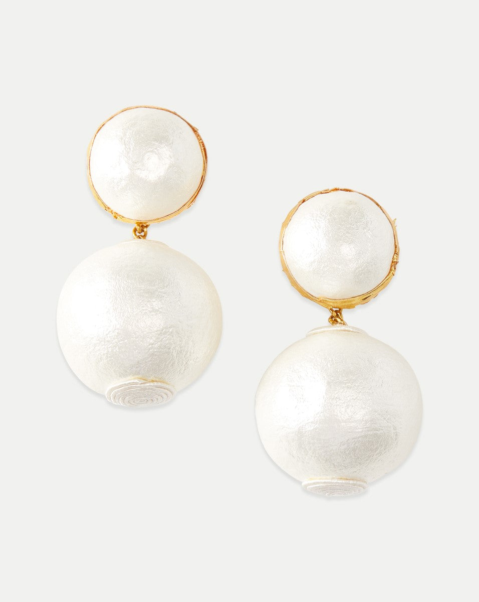 Veronica Beard | Pearl 2 Drop Earring | Clip Backing in White White