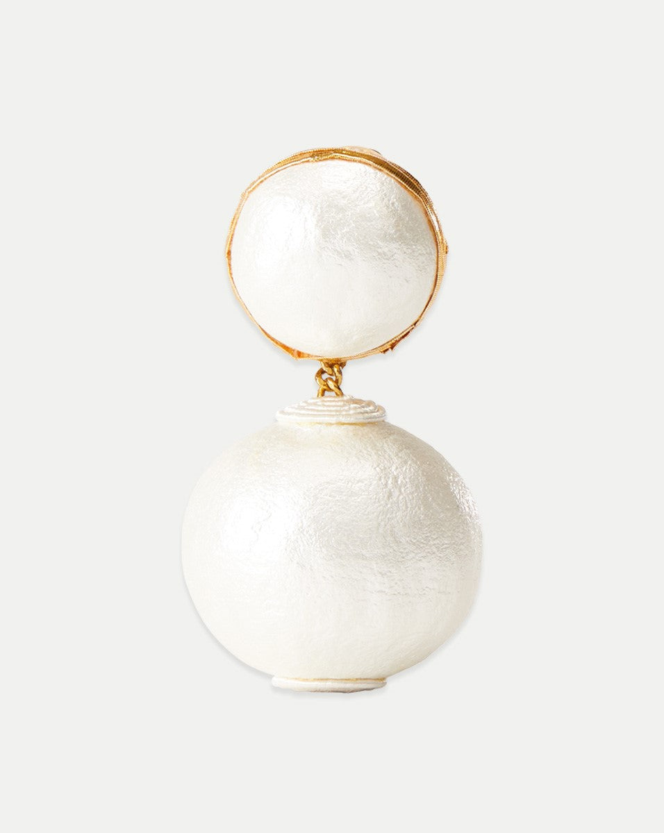 Veronica Beard | Pearl 2 Drop Earring | Clip Backing in White White