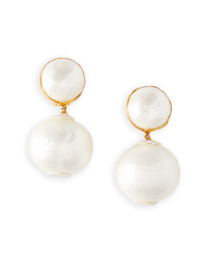 Veronica Beard | Pearl 2 Drop Earring | Clip Backing in White White