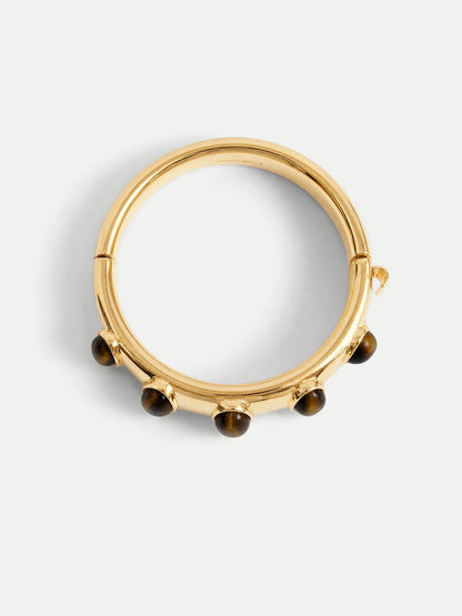 Veronica Beard | Tiger’s Eye Cabochon Bangle in Gold/Brown Gold/Brown