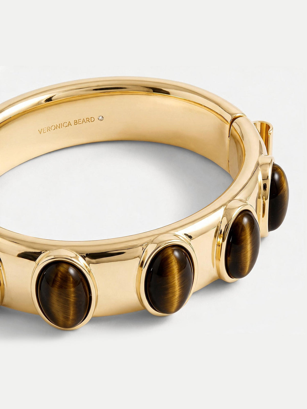 Veronica Beard | Tiger’s Eye Cabochon Bangle in Gold/Brown Gold/Brown