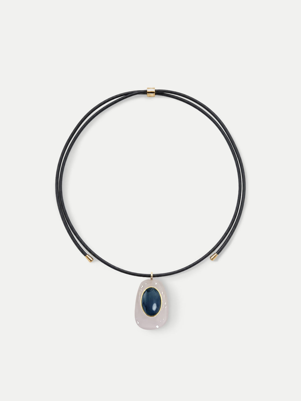 Veronica Beard | Black Leather Pendant Necklace in Black/White White/Blue