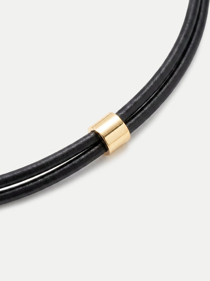 Veronica Beard | Black Leather Pendant Necklace in Black/White White/Blue