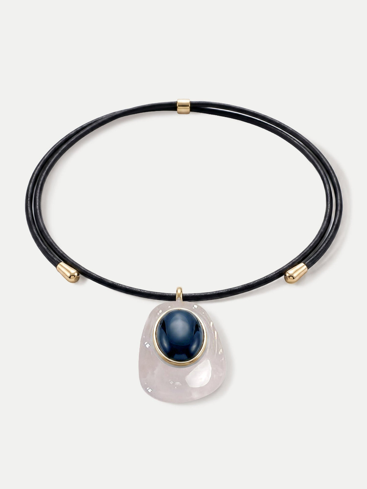 Veronica Beard | Black Leather Pendant Necklace in Black/White White/Blue