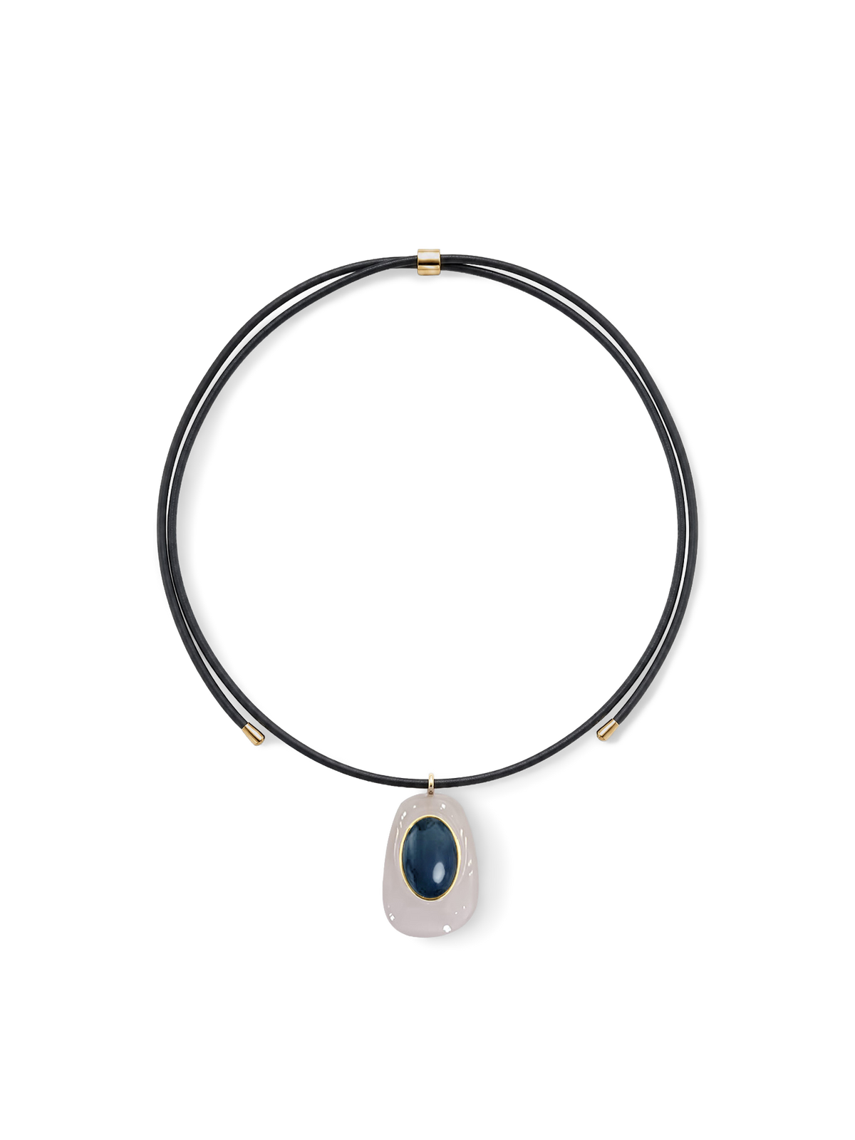 Veronica Beard | Black Leather Pendant Necklace in Black/White White/Blue