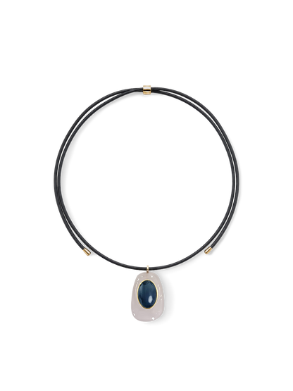 Veronica Beard | Black Leather Pendant Necklace in Black/White White/Blue