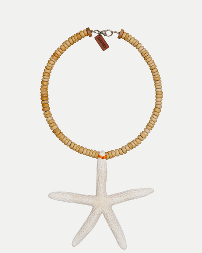 Veronica Beard | Estrella Tropica Starfish Necklace in Tan/White Tan/White