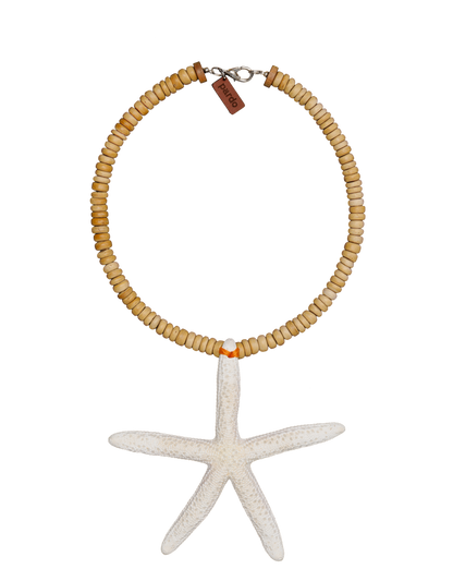 Veronica Beard | Estrella Tropica Starfish Necklace in Tan/White Tan/White