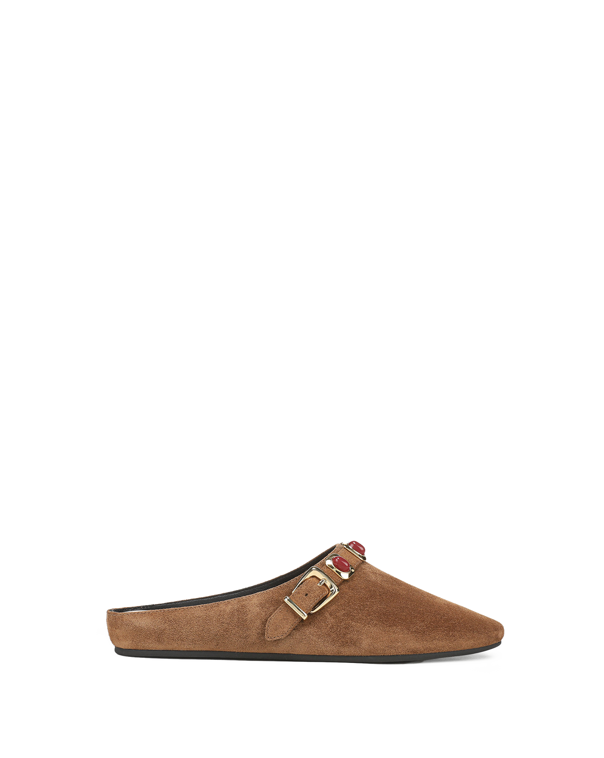 Veronica Beard | Narcissa Embellished Mule in Brown Suede Chestnut
