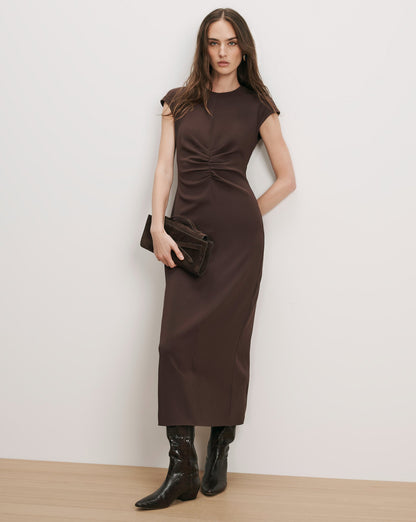 Veronica Beard | June Midi Dress in Dark Brown Espresso