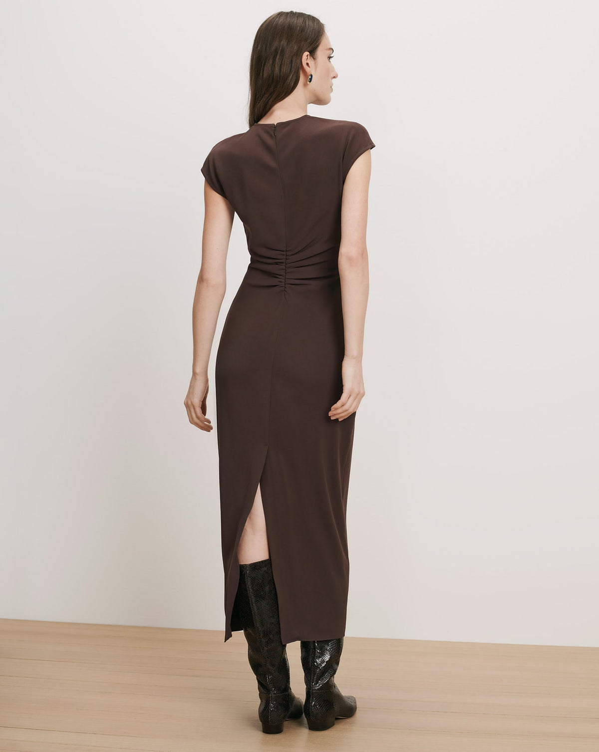 Veronica Beard | June Midi Dress in Dark Brown Espresso