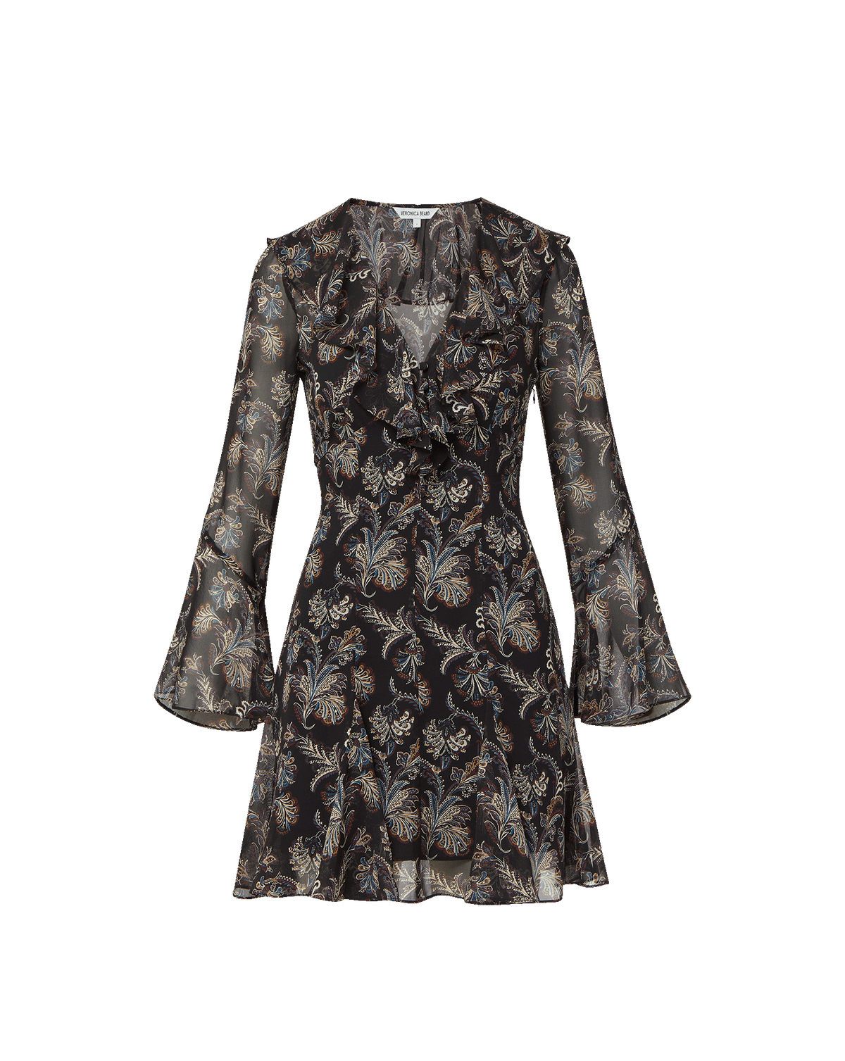 Veronica Beard | Adrienne Silk Mini Dress in Black Paisley Black Multi