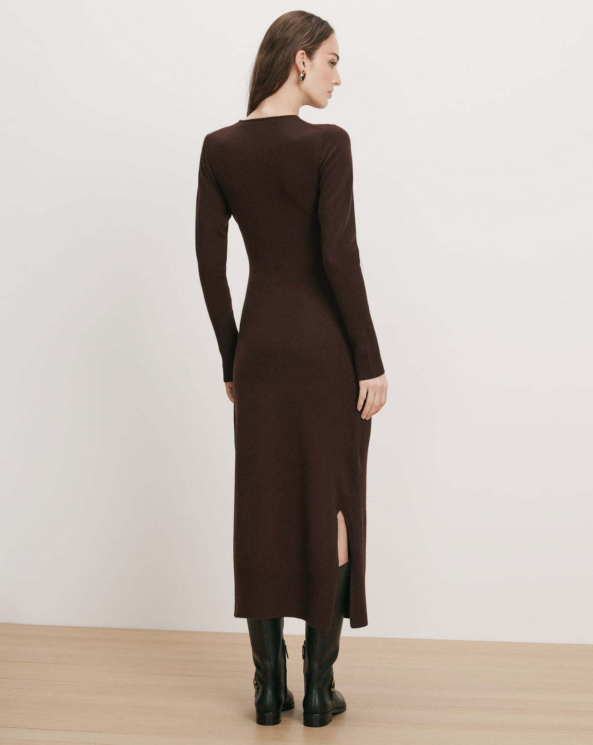 Veronica Beard | Salomez Wrap Midi Dress in Dark Brown Espresso