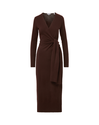 Veronica Beard | Salomez Wrap Midi Dress in Dark Brown Espresso