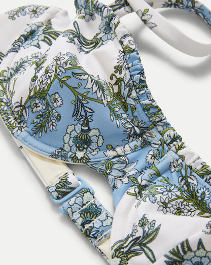 Veronica Beard | Rosella Bikini Top in Blue Floral Multi Blue Multi