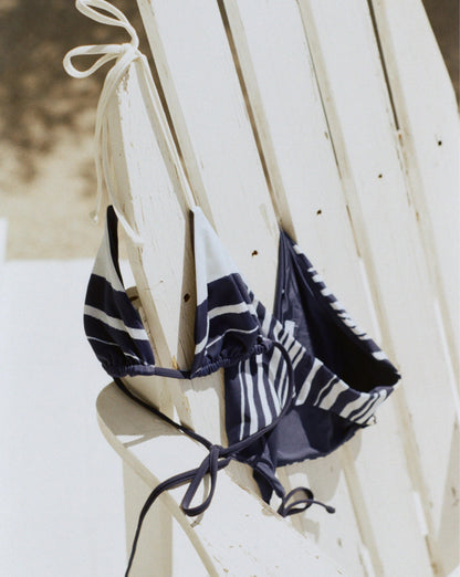 Veronica Beard | Solara Triangle Bikini Top in Navy Multi Navy Multi