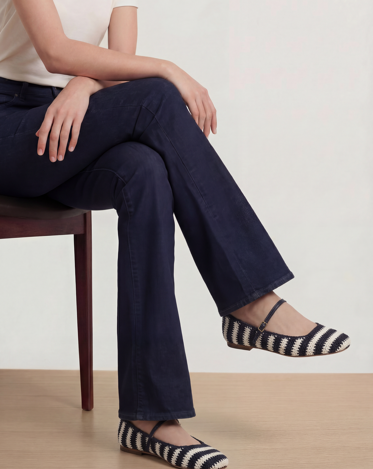 Veronica Beard | Ellie Crochet Flat in Navy/Ecru Navy/Ecru