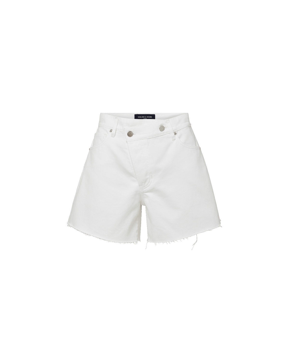 Veronica Beard | Ellis Crossover-Waistband Denim Short in White White