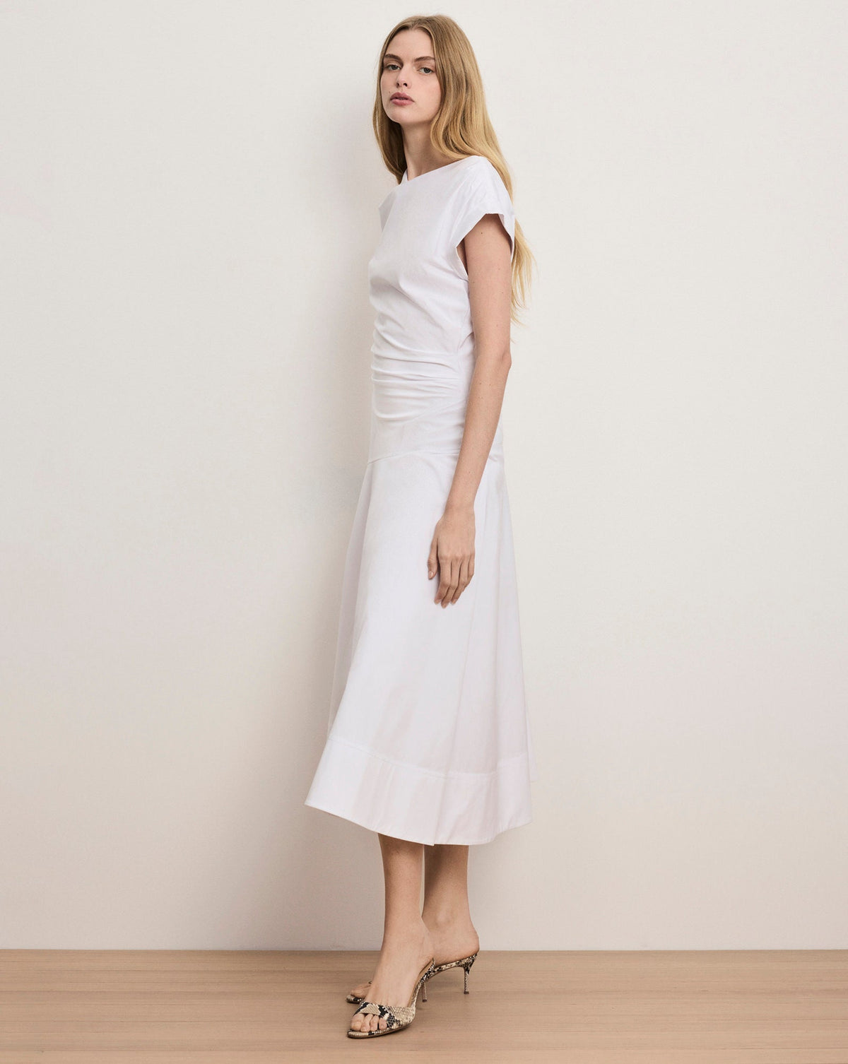 Veronica Beard | Lisette Cotton Poplin Midi Dress in White White
