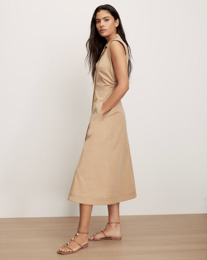 Veronica Beard | Orla Midi Shirtdress in Khaki Khaki