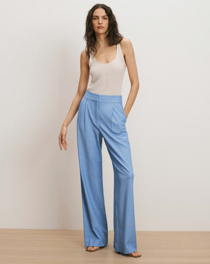 Veronica Beard | Heyser Wide-Leg Pant in Blue Jay/Dove White Blue Jay/Dove White