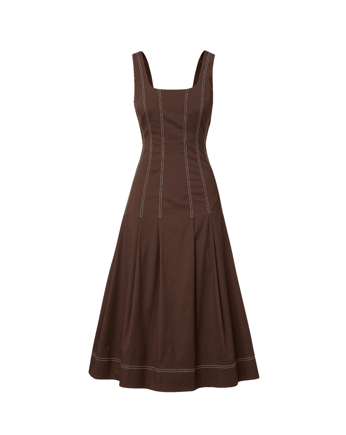 Veronica Beard | Jolie Cotton Poplin Midi Dress in Dark Mocha Dark Mocha