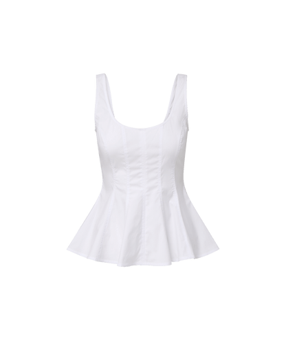 Veronica Beard | Charlie Peplum Tank Top in White White