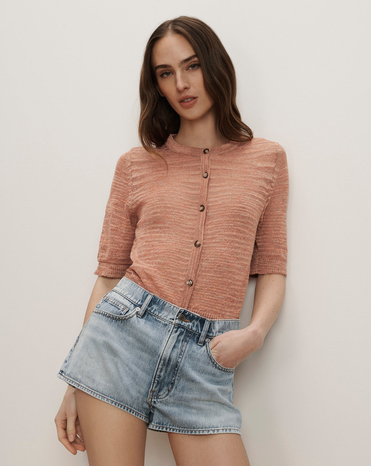 Veronica Beard | Delaney Denim Short in Light Wash Jaw Drop Jaw Drop