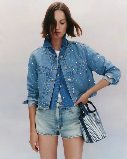 Veronica Beard | Delaney Denim Short in Light Wash Jaw Drop Jaw Drop