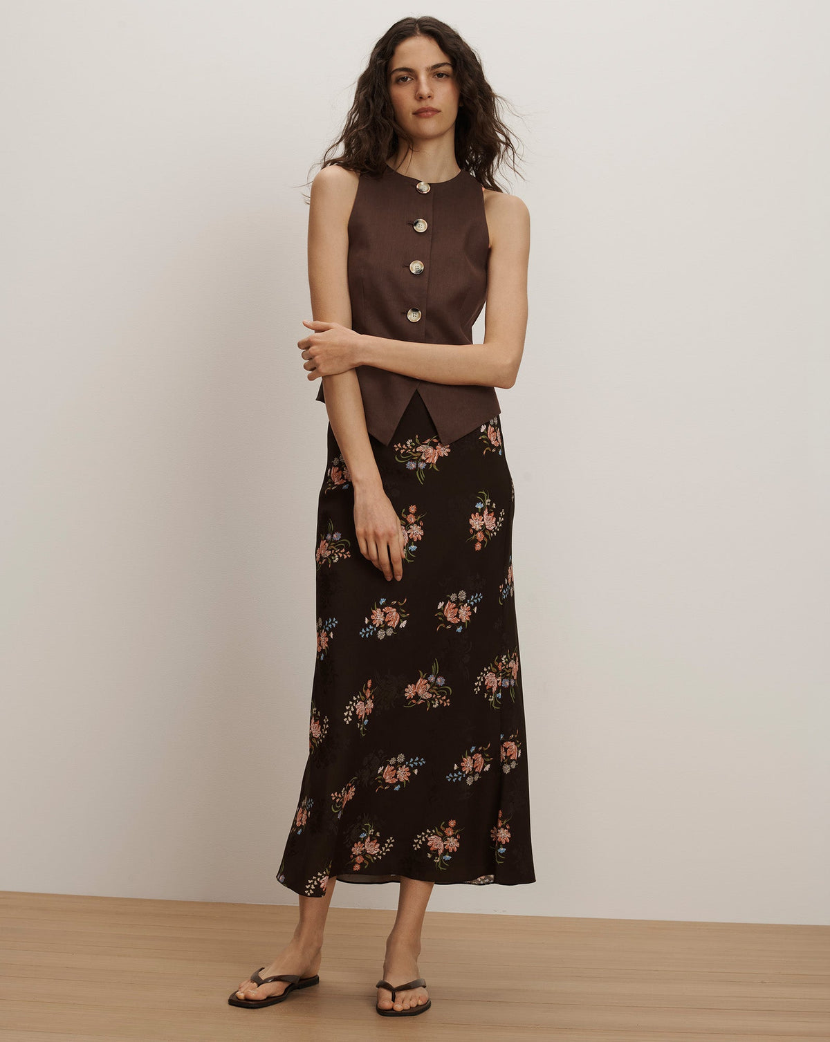 Veronica Beard | Hartwell Tailored Vest in Dark Mocha Dark Mocha