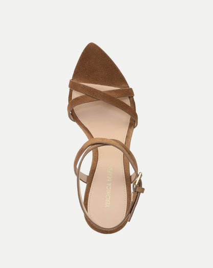 Veronica Beard | Lanaya Suede Ankle-Wrap Sandal in Chestnut Chestnut