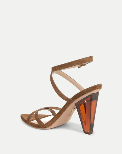 Veronica Beard | Lanaya Suede Ankle-Wrap Sandal in Chestnut Chestnut