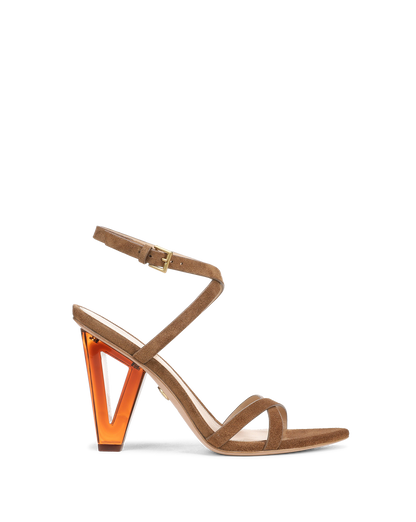 Veronica Beard | Lanaya Suede Ankle-Wrap Sandal in Chestnut Chestnut