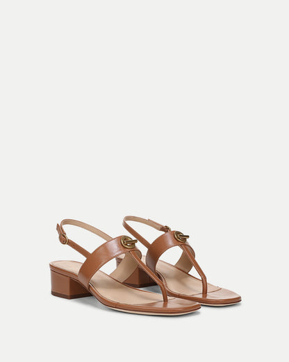 Veronica Beard | Andie Toggle Block-Heel Sandal in Tan Leather Hazelwood Hazelwood