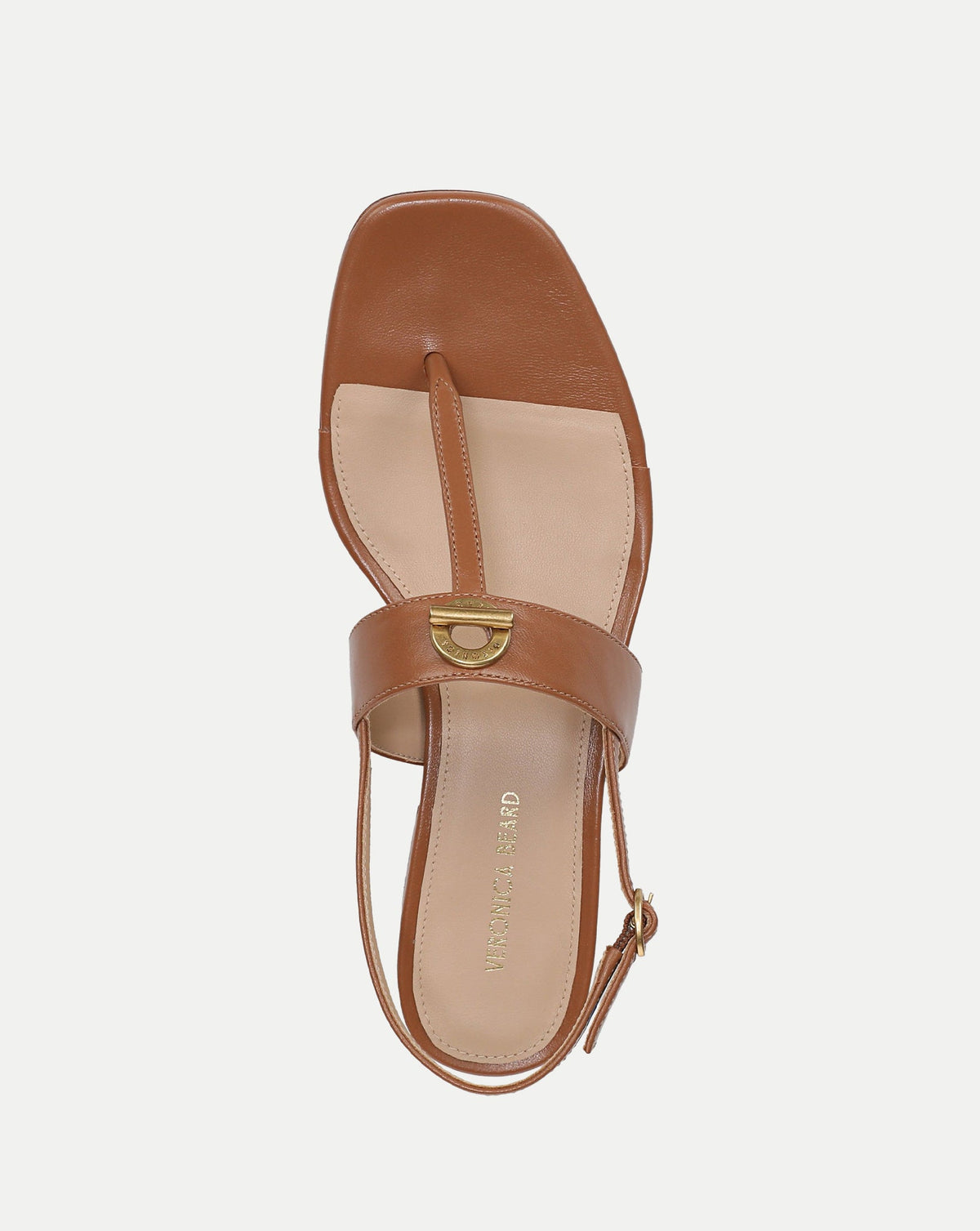 Veronica Beard | Andie Toggle Block-Heel Sandal in Tan Leather Hazelwood Hazelwood