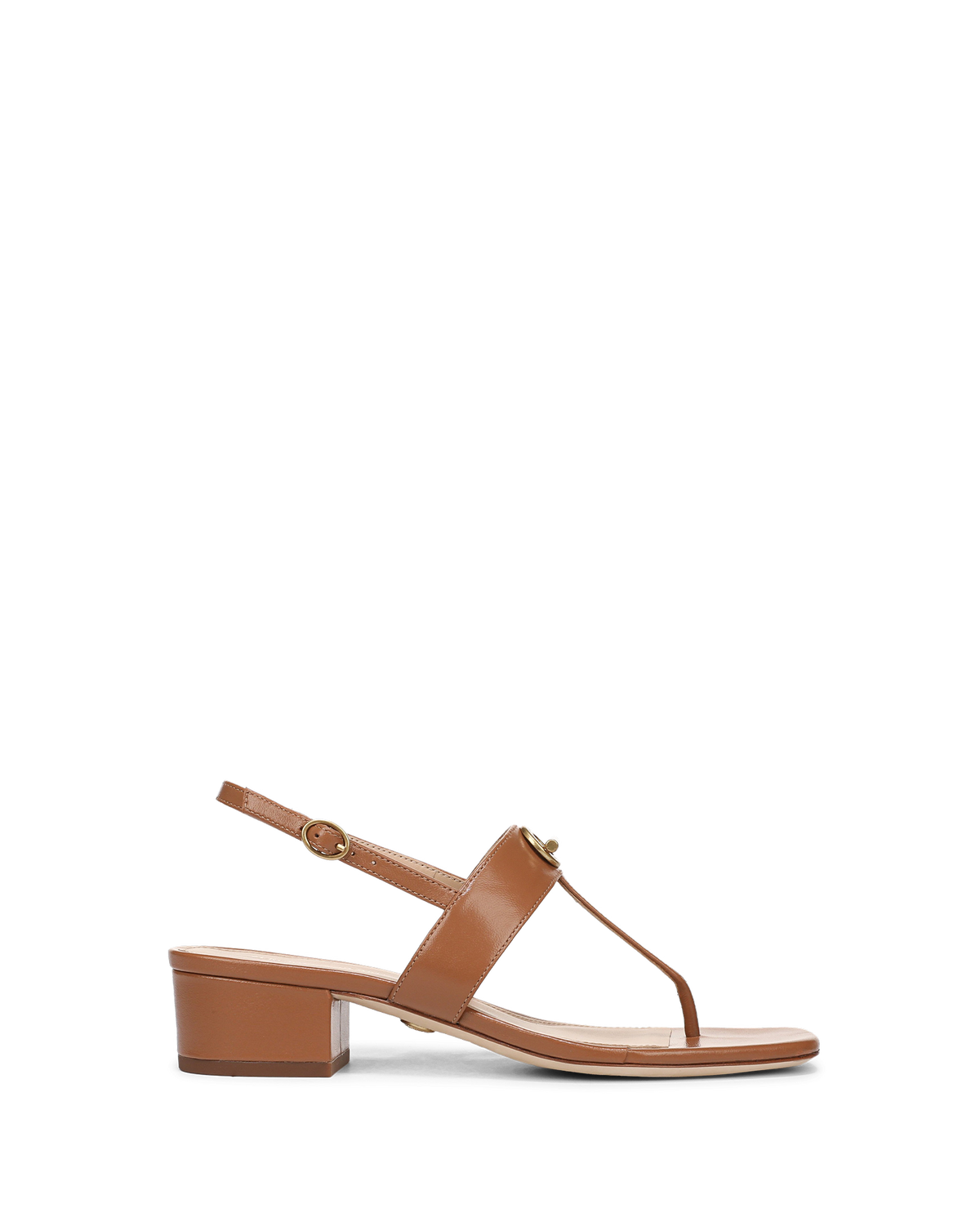 Veronica Beard | Andie Toggle Block-Heel Sandal in Tan Leather Hazelwood Hazelwood