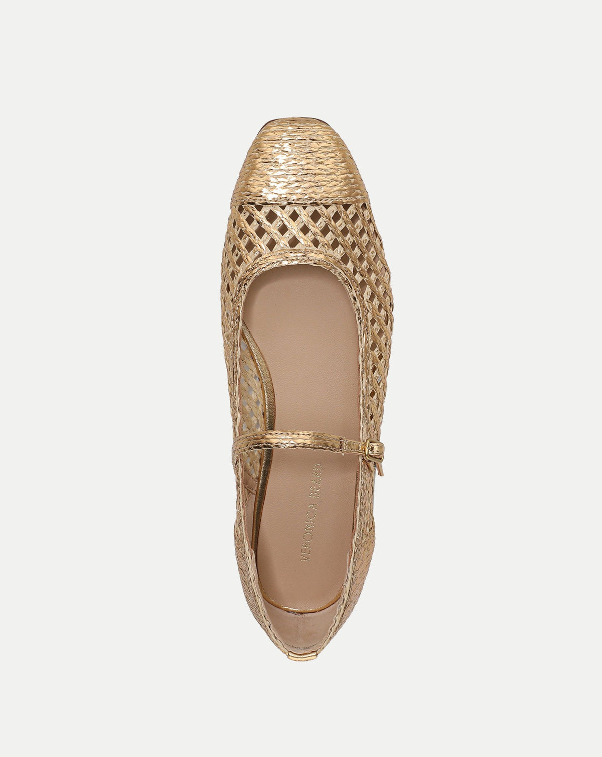 Veronica Beard | Ellie Woven Raffia Flat in Pale Gold Pale Gold