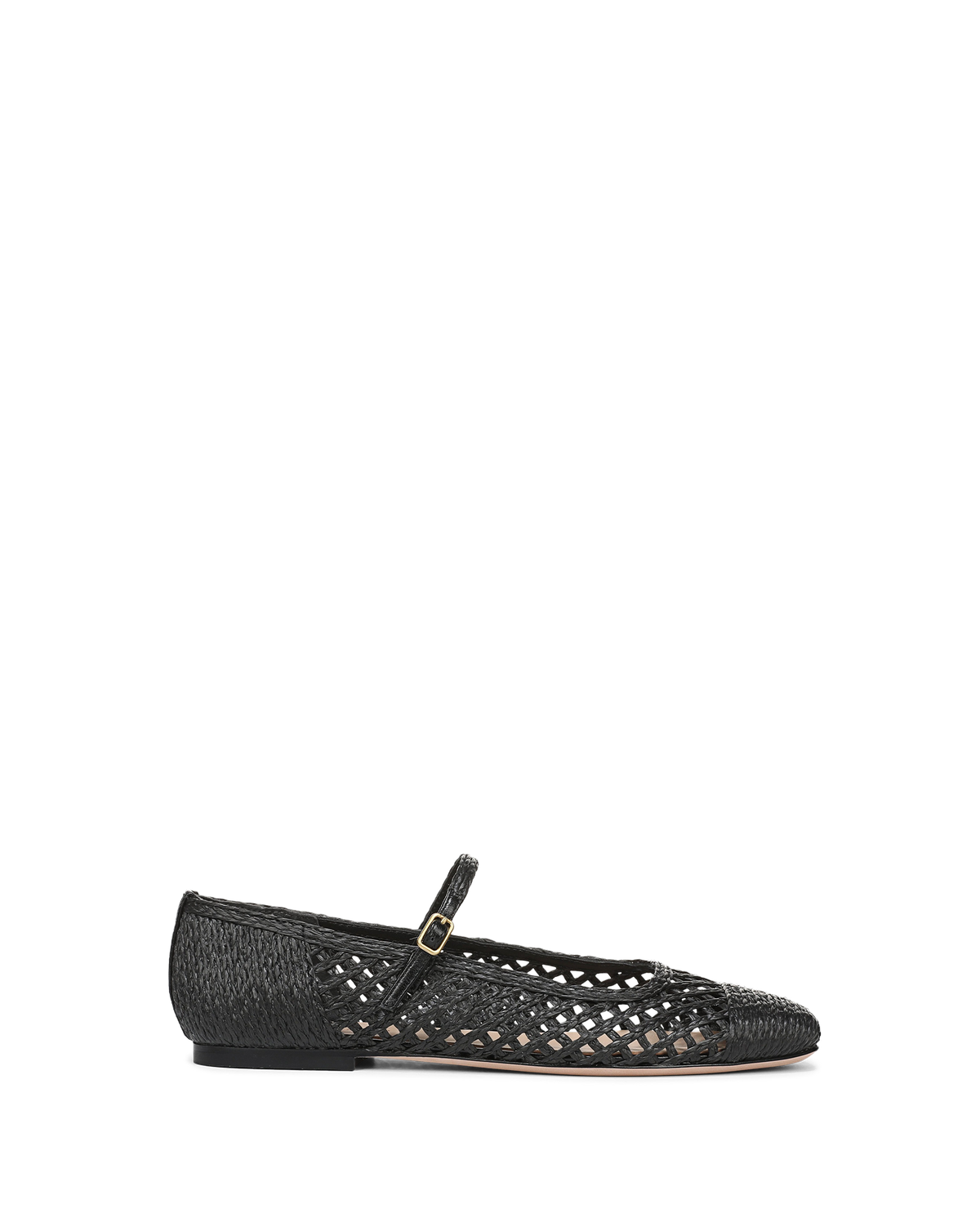 Veronica Beard | Ellie Woven Raffia Flat in Black Black
