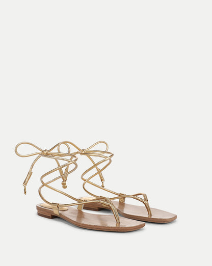 Veronica Beard | Rosetta Wrap Sandal in Pale Gold Pale Gold