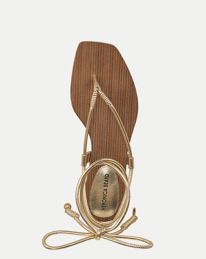 Veronica Beard | Rosetta Wrap Sandal in Pale Gold Pale Gold