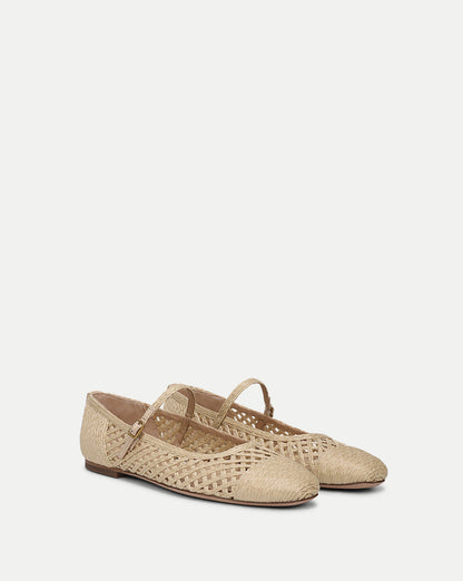 Veronica Beard | Ellie Raffia Flat in Natural Natural